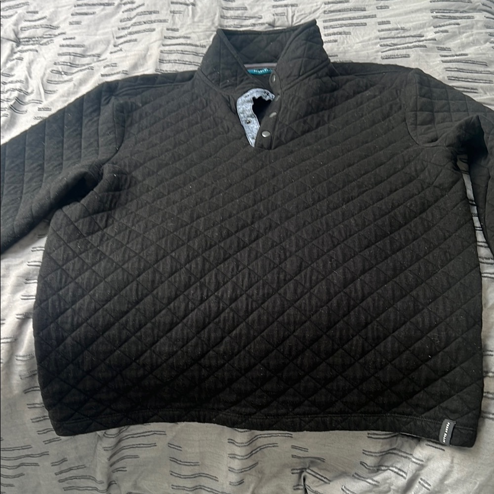 Perry Ellis Black Zip Up Quilted Sweater